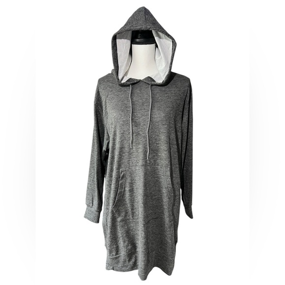 Casual and Lightweight Gray Hooded Sweatshirt Dress, size XL - Picture 2 of 15